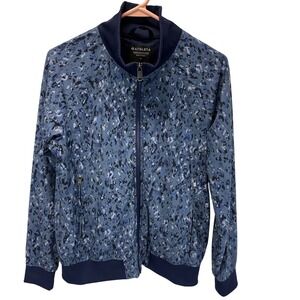 Athleta Brooklyn Bomber Jacket M Blue Speckled Print Full Zip Pockets
